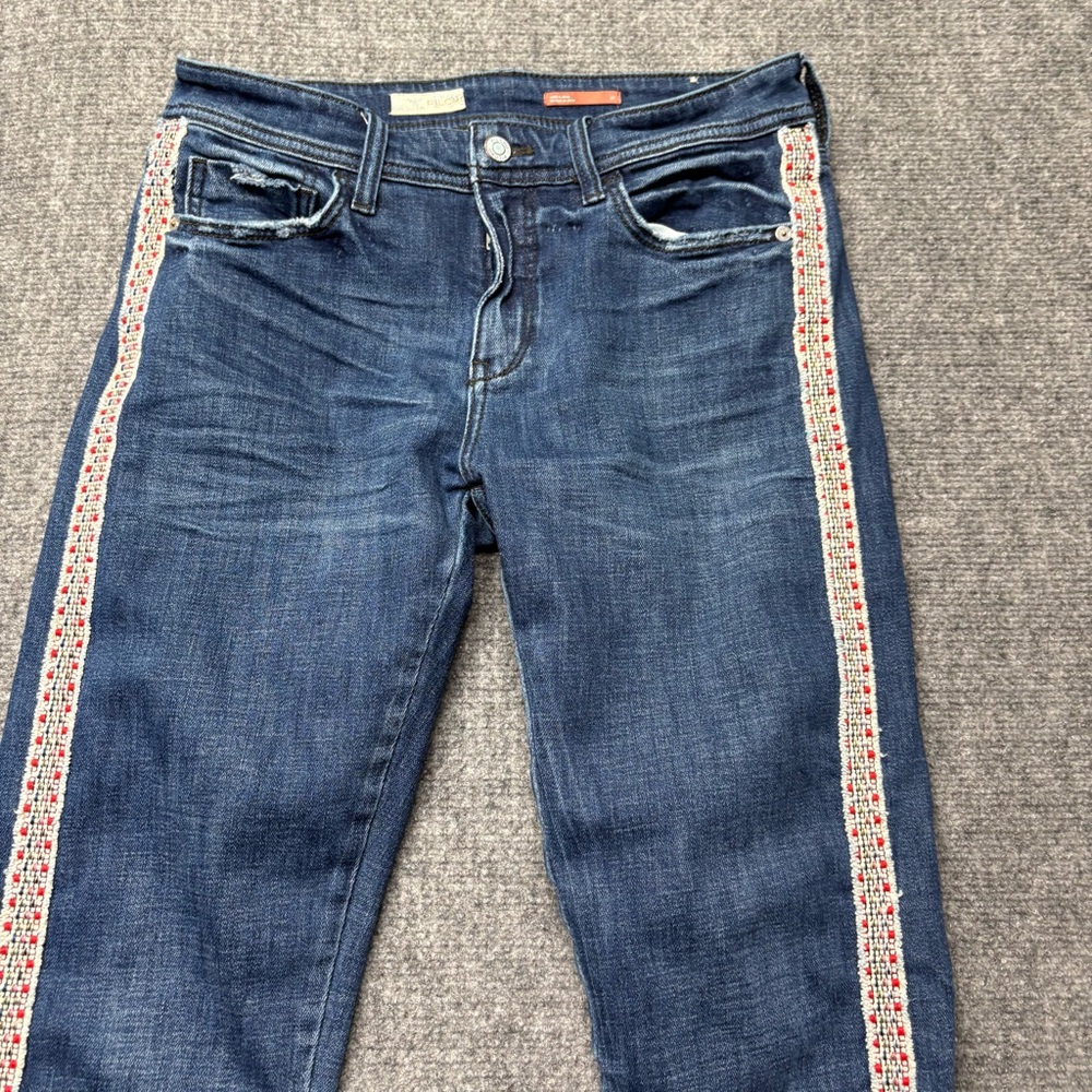 PILCRO ANTHROPOLOGIE Jeans Womens 27 Blue SLIM Boyfriend Crop Embroidered - Picture 11 of 14